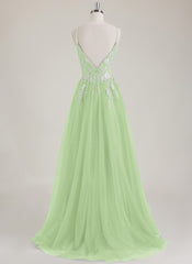 Sleeveless V-Neck Sequins Tulle Ball-Gown/Princess Maxi Dress