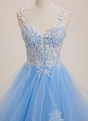 Ball-Gown/Princess Sweetheart Sweep Train Tulle Maxi Dresses With Appliques Lace