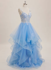 Ball-Gown/Princess Sweetheart Sweep Train Tulle Maxi Dresses With Appliques Lace