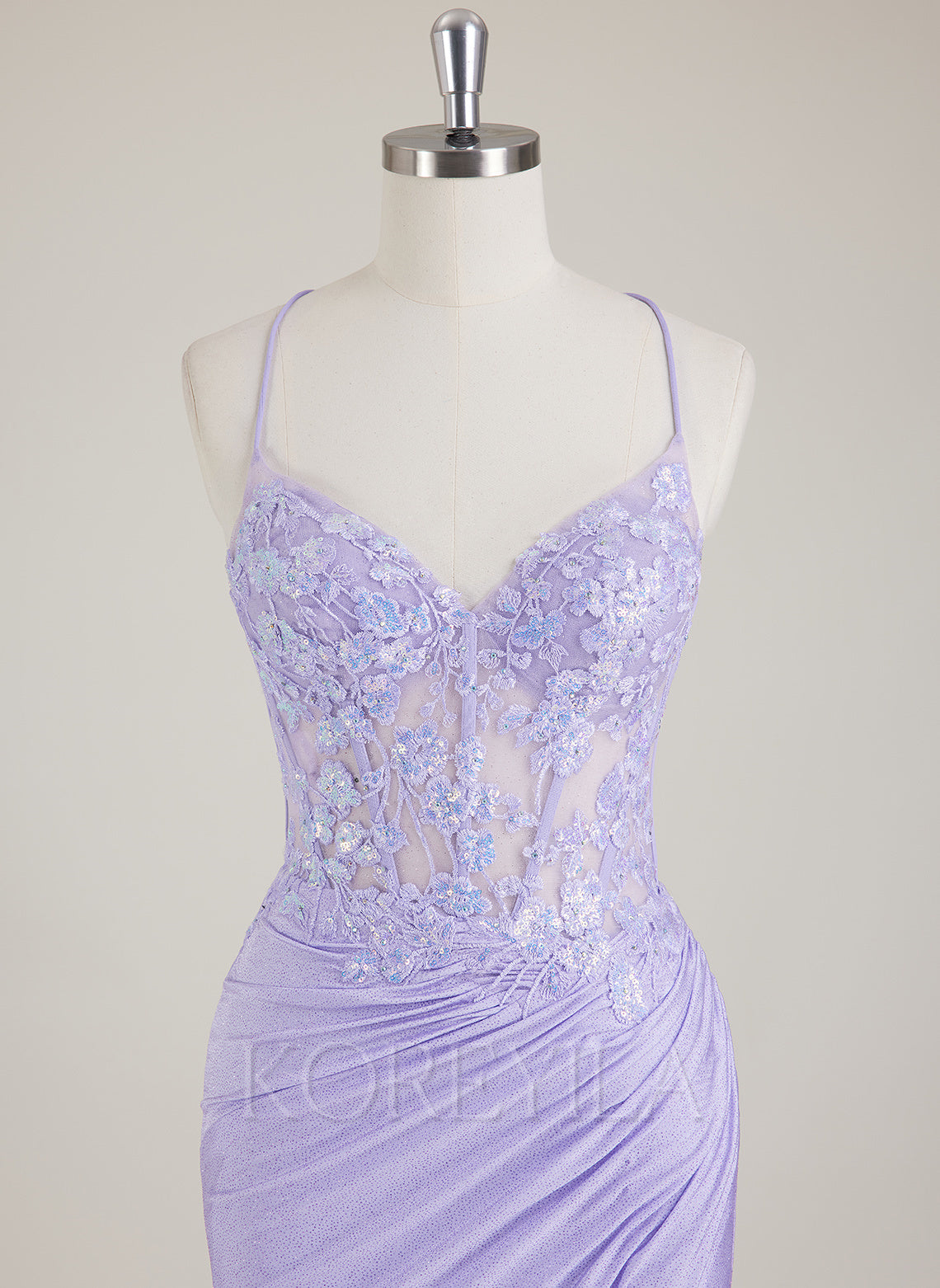 Spaghetti Straps V-Neck Sequins Jersey Trumpet/Mermaid Maxi Dress With Leg Slit
