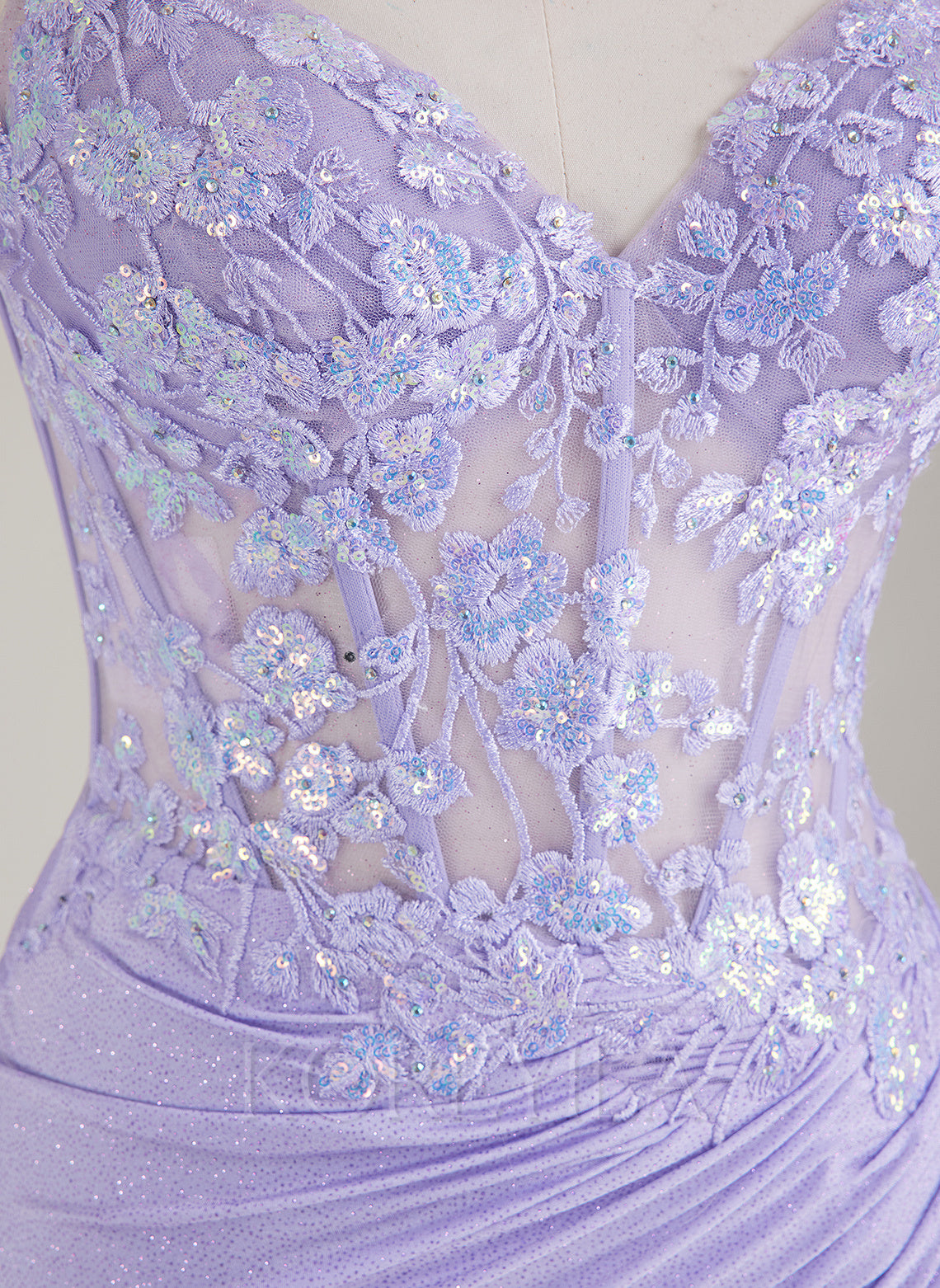 Spaghetti Straps V-Neck Sequins Jersey Trumpet/Mermaid Maxi Dress With Leg Slit