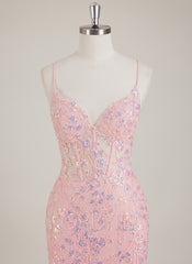Sleeveless V-Neck Sequins Tulle Trumpet/Mermaid Maxi Dress