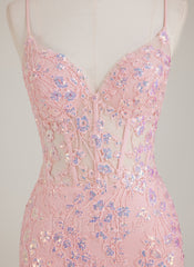 Sleeveless V-Neck Sequins Tulle Trumpet/Mermaid Maxi Dress