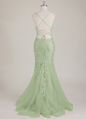 Sleeveless V-Neck Sequins Tulle Trumpet/Mermaid Maxi Dress