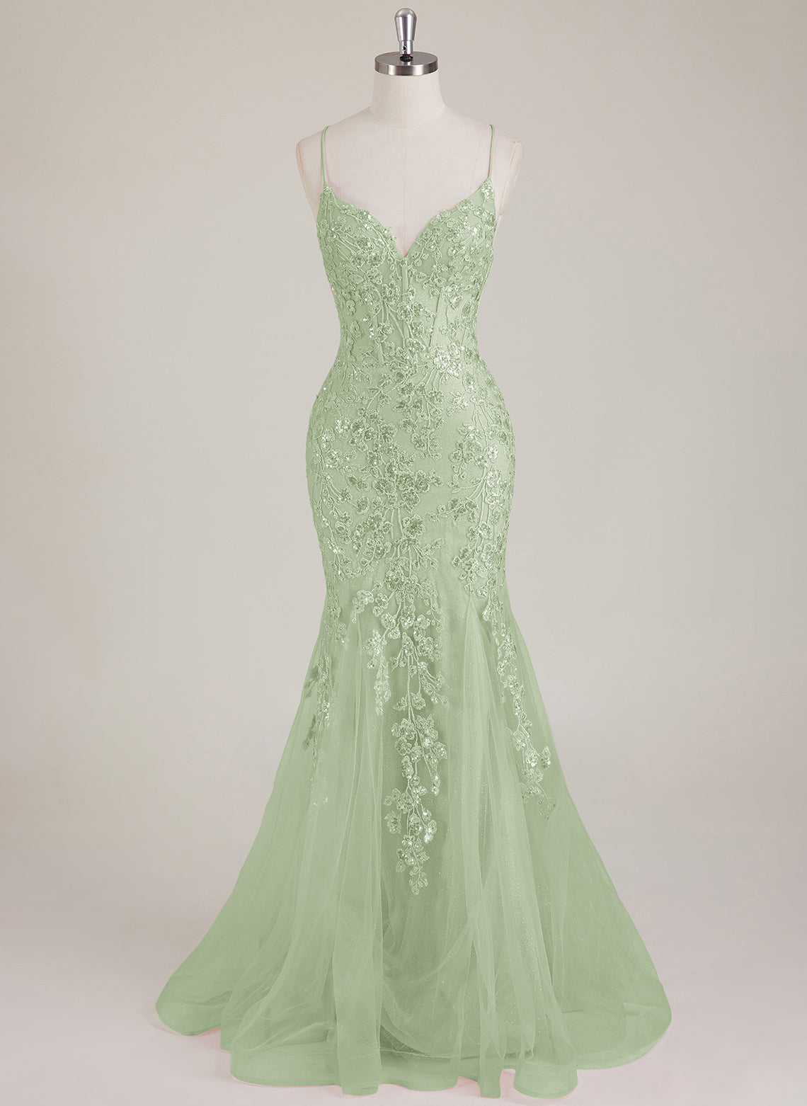Sleeveless V-Neck Sequins Tulle Trumpet/Mermaid Maxi Dress