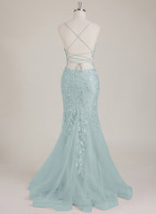 Sleeveless V-Neck Sequins Tulle Trumpet/Mermaid Maxi Dress
