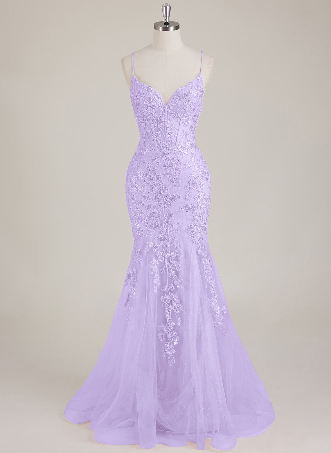 Sleeveless V-Neck Sequins Tulle Trumpet/Mermaid Maxi Dress