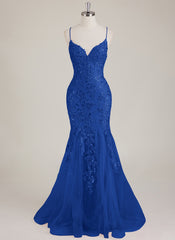 Sleeveless V-Neck Sequins Tulle Trumpet/Mermaid Maxi Dress