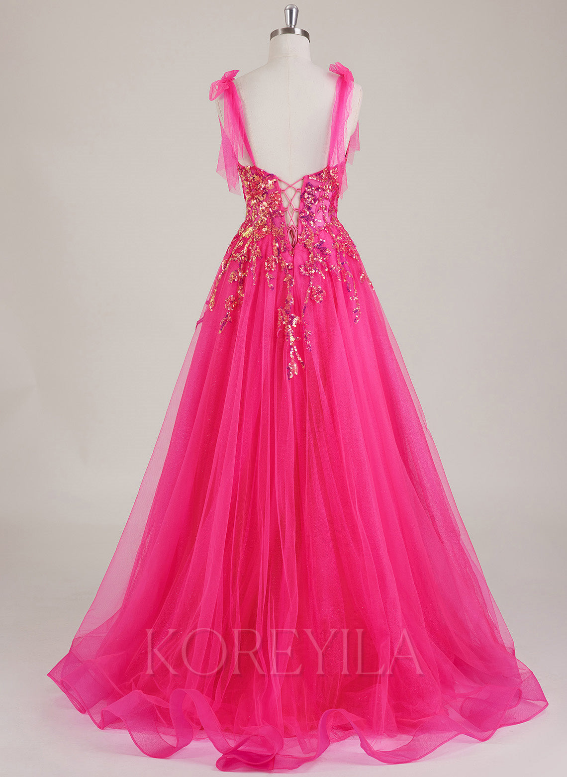 Sleeveless V-Neck Sequins Tulle Ball-Gown/Princess Maxi Dress