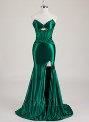 Sleeveless V-Neck Rhinestone Jersey Trumpet/Mermaid Maxi Dress With Leg Slit