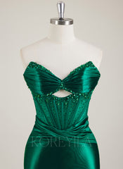 Sleeveless V-Neck Rhinestone Jersey Trumpet/Mermaid Maxi Dress With Leg Slit