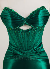 Sleeveless V-Neck Rhinestone Jersey Trumpet/Mermaid Maxi Dress With Leg Slit