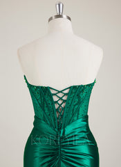 Sleeveless V-Neck Rhinestone Jersey Trumpet/Mermaid Maxi Dress With Leg Slit