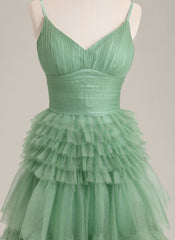 Ball-Gown/Princess Spaghetti Straps Floor-Length Tulle Prom Dress With Pleated