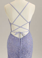 Trumpet/Mermaid Sleeveless Sweep Train Lace Prom Dress With Rhinestone