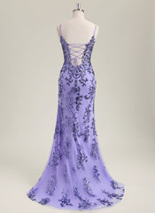 Trumpet/Mermaid Sleeveless Sweep Train Sequin Prom Dress With Sequins