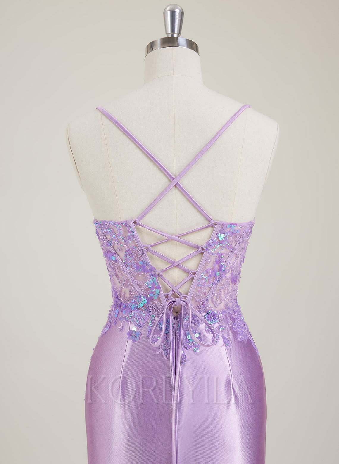 Spaghetti Straps V-Neck Sequins Jersey Trumpet/Mermaid Maxi Dress With Leg Slit