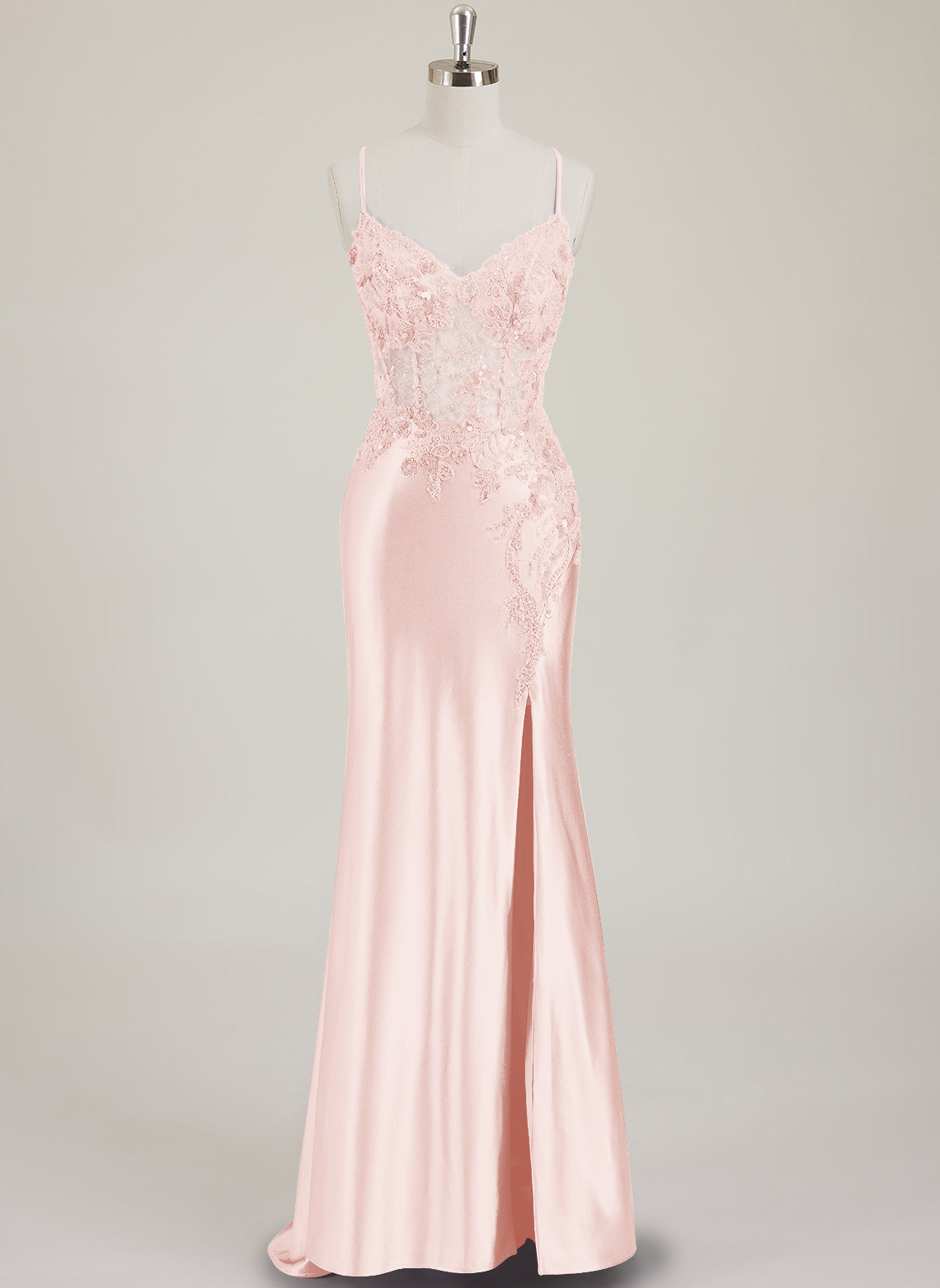 Spaghetti Straps V-Neck Sequins Jersey Trumpet/Mermaid Maxi Dress With Leg Slit