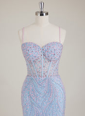 Spaghetti Straps Sweetheart Rhinestone Sequins Tulle Trumpet/Mermaid Maxi Dress