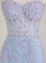 Spaghetti Straps Sweetheart Rhinestone Sequins Tulle Trumpet/Mermaid Maxi Dress