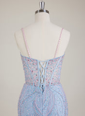 Spaghetti Straps Sweetheart Rhinestone Sequins Tulle Trumpet/Mermaid Maxi Dress