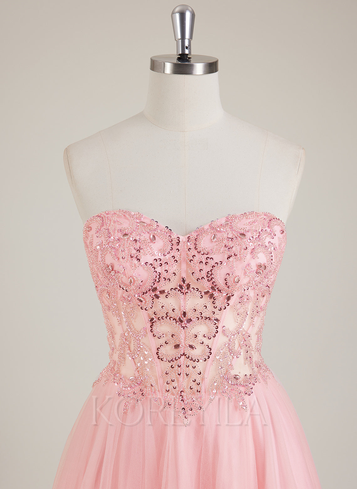 Strapless Sweetheart Rhinestone Sequins Tulle Ball-Gown/Princess Maxi Dress