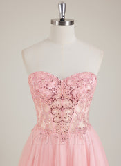 Strapless Sweetheart Rhinestone Sequins Tulle Ball-Gown/Princess Maxi Dress