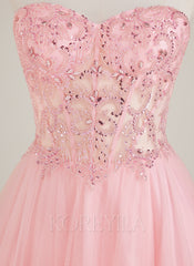 Strapless Sweetheart Rhinestone Sequins Tulle Ball-Gown/Princess Maxi Dress