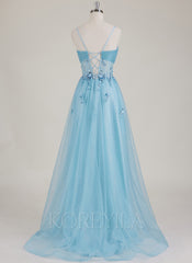 Sleeveless Sweetheart Sequins 3D Floral Tulle Ball-Gown/Princess Maxi Dress