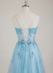 Sleeveless Sweetheart Sequins 3D Floral Tulle Ball-Gown/Princess Maxi Dress