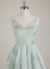 Sleeveless V-Neck Organza Ball-Gown/Princess Mini Dress