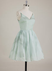 Sleeveless V-Neck Organza Ball-Gown/Princess Mini Dress