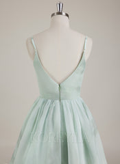 Sleeveless V-Neck Organza Ball-Gown/Princess Mini Dress