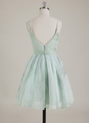 Sleeveless V-Neck Organza Ball-Gown/Princess Mini Dress