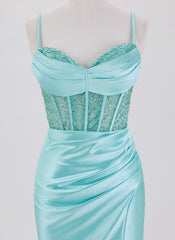 Sheath/Column Spaghetti Straps Short Satin Homecoming Dress With Beading