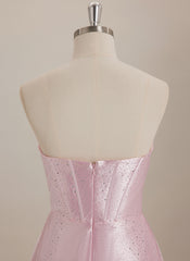 Bodycon Sweetheart Short Satin Mini Dress With Rhinestone