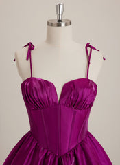 Ball-Gown/Princess Short Satin Mini Dress With Pleated