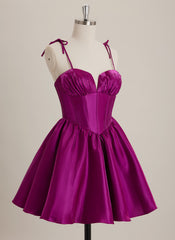 Ball-Gown/Princess Short Satin Mini Dress With Pleated
