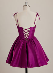 Ball-Gown/Princess Short Satin Mini Dress With Pleated