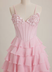 V-Neck Short Chiffon Mini Dress