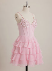 V-Neck Short Chiffon Mini Dress