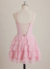 V-Neck Short Chiffon Mini Dress