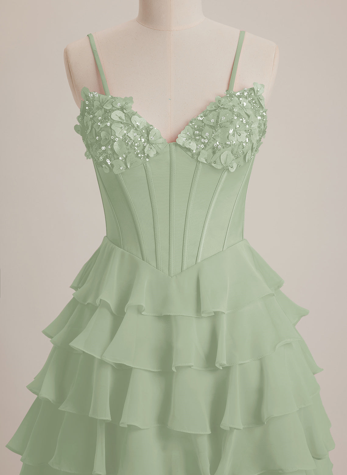 V-Neck Short Chiffon Mini Dress
