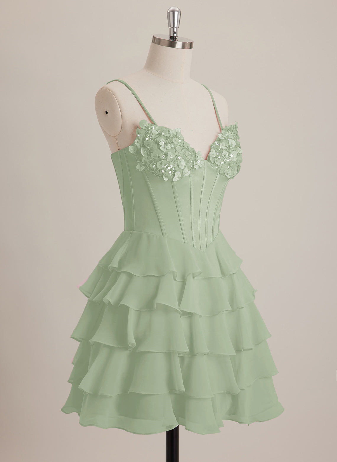 V-Neck Short Chiffon Mini Dress