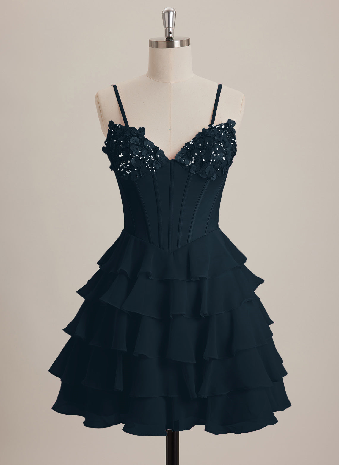 V-Neck Short Chiffon Mini Dress