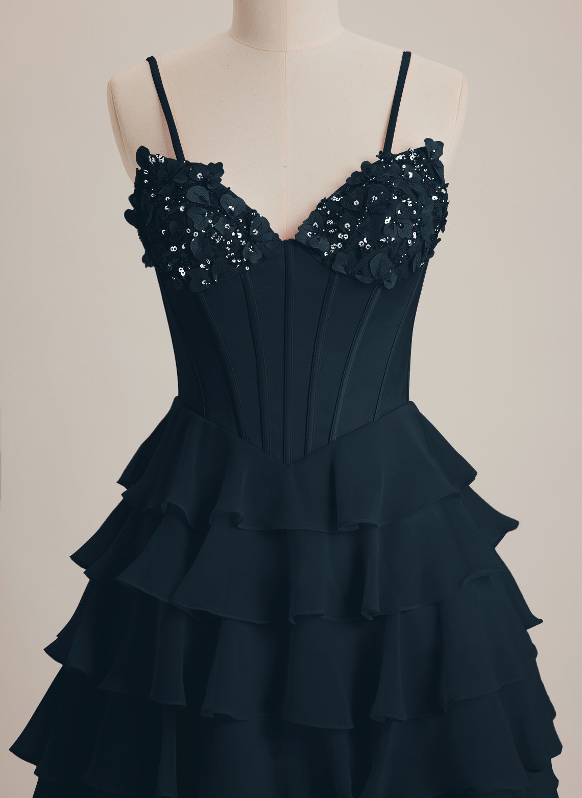 V-Neck Short Chiffon Mini Dress