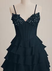 V-Neck Short Chiffon Mini Dress