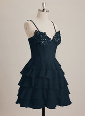 V-Neck Short Chiffon Mini Dress