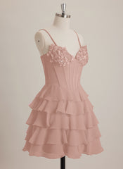 V-Neck Short Chiffon Mini Dress