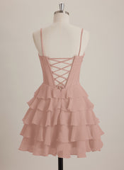 V-Neck Short Chiffon Mini Dress